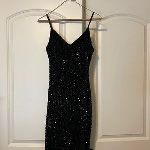 Black sequin evening gown